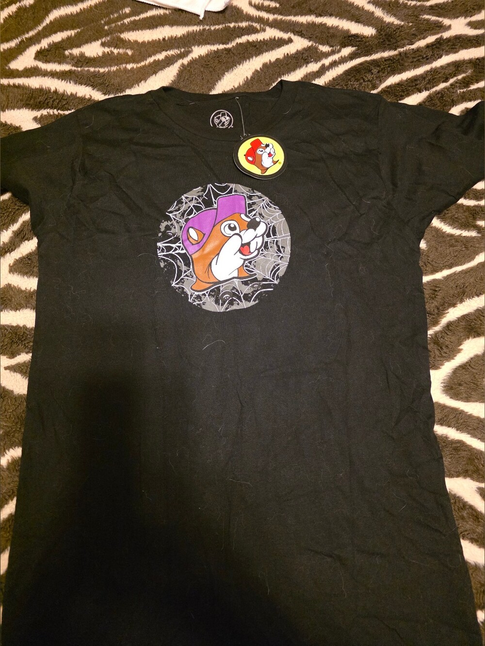 Buccee' Black Small Pets T-Shirt with Cartoon Beaver Graphic
